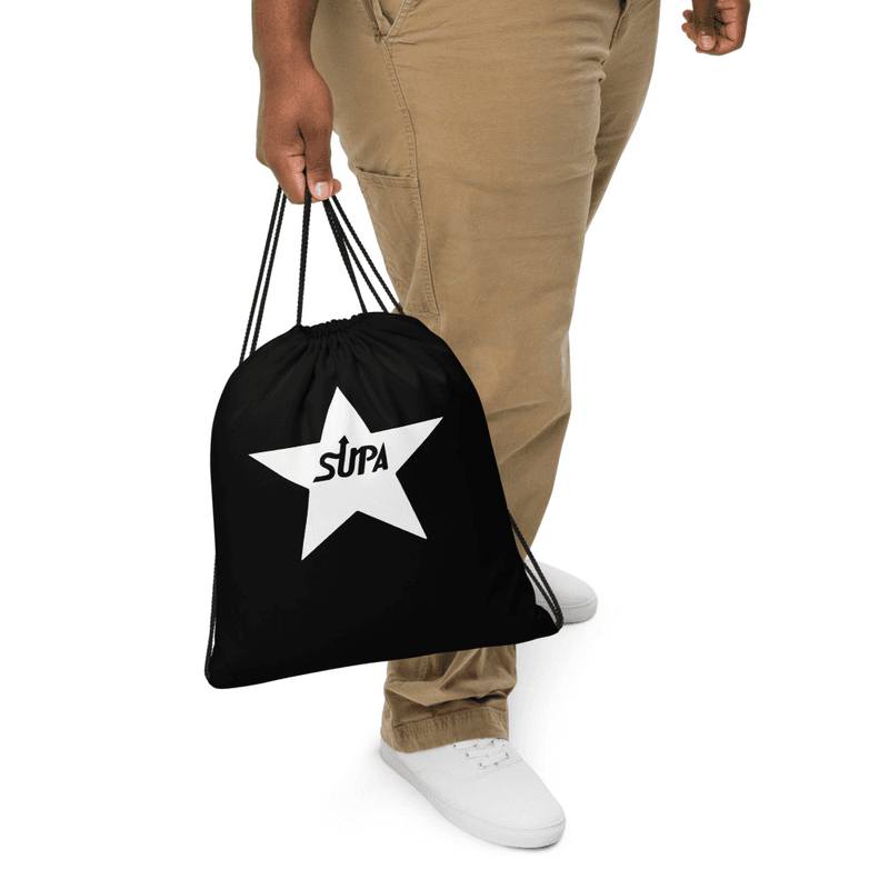 SUPA White Star Logo Drawstring bag
